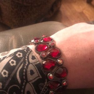 Lia Sophia Red Rhinestone Bracelet Costume Jewelry